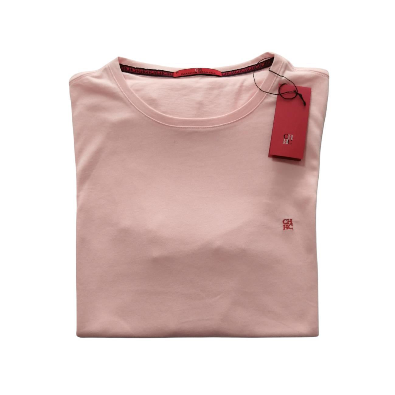 Camiseta cuello redondo manga corta color rosa Carolina Herrera