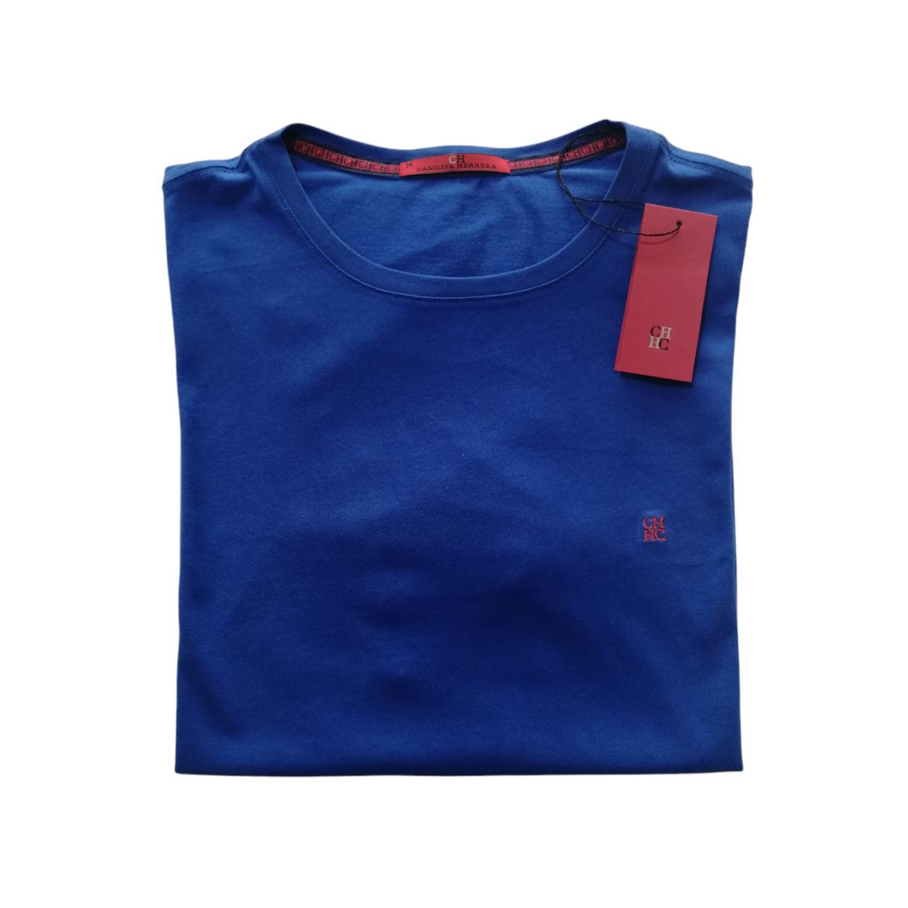 Camiseta cuello redondo manga corta color azul rey Carolina Herrera