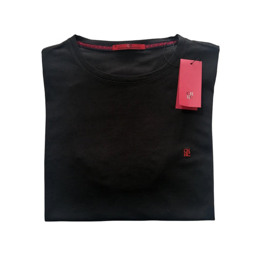 Camiseta cuello redondo manga corta color negro Carolina Herrera