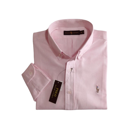 Camisa manga larga de algodón color rosa claro Polo Ralph Lauren