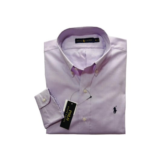 Camisa manga larga de algodón color lila Polo Ralph Lauren