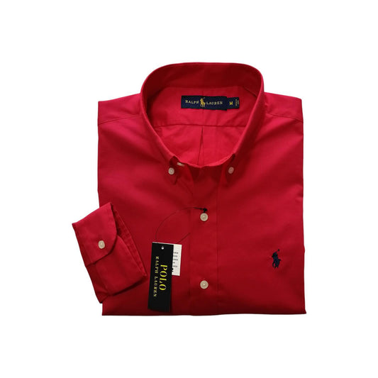Camisa manga larga de algodón color rojo Polo Ralph Lauren