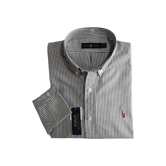 Camisa manga larga de algodón rayas color gris Polo Ralph Lauren