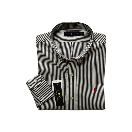 Camisa manga larga de algodón rayas color negro Polo Ralph Lauren